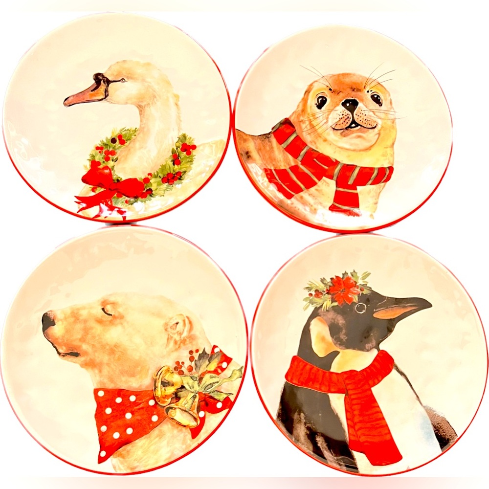 4 Adorable Assorted China Salad Plates-8 1/4 in diameter each Never Used, Pier 1